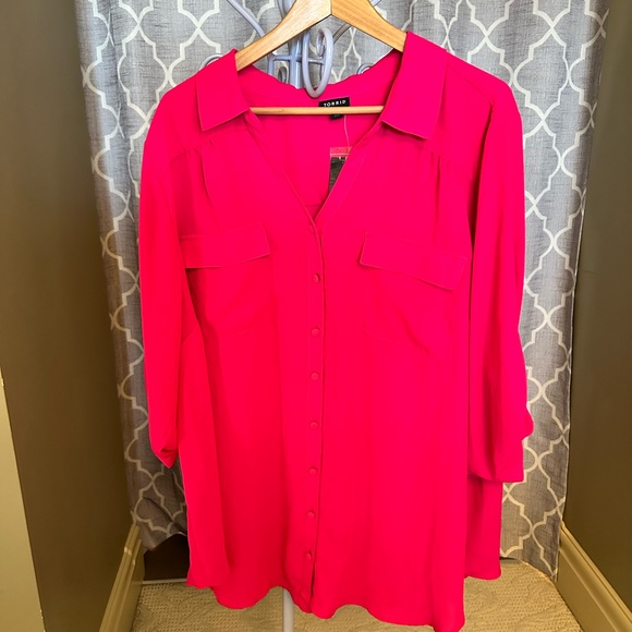 Torrid Pink Button Down Shirt - Picture 1 of 8